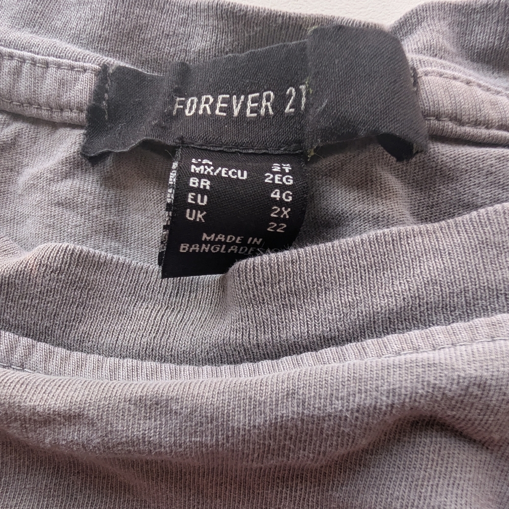 Forever 21 Mushroom Graphic Tee Gray Stay Magical Oversized Fairycore 2X Goblin - Picture 5 of 5